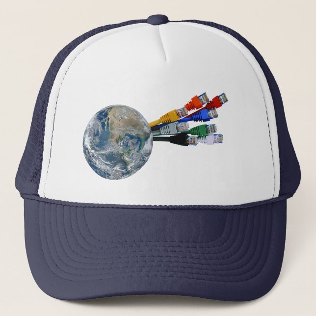 Ethernet Network Connected Earth Trucker Hat (Front)