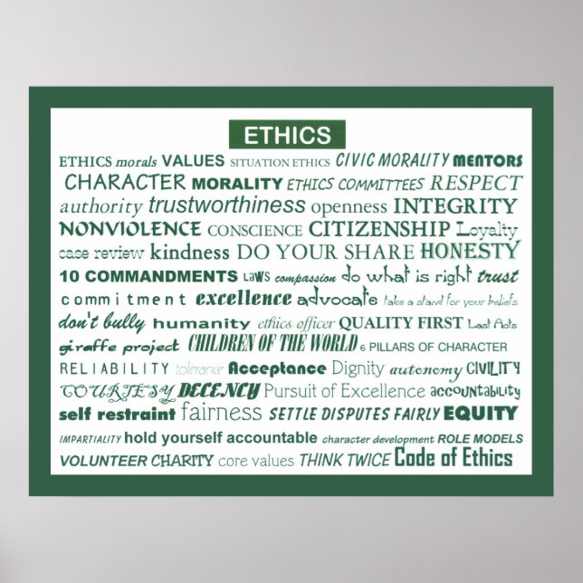 "Ethics Word Poster" Poster (Front)