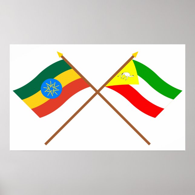 Ethiopia and Somali Crossed Flags Poster (Front)
