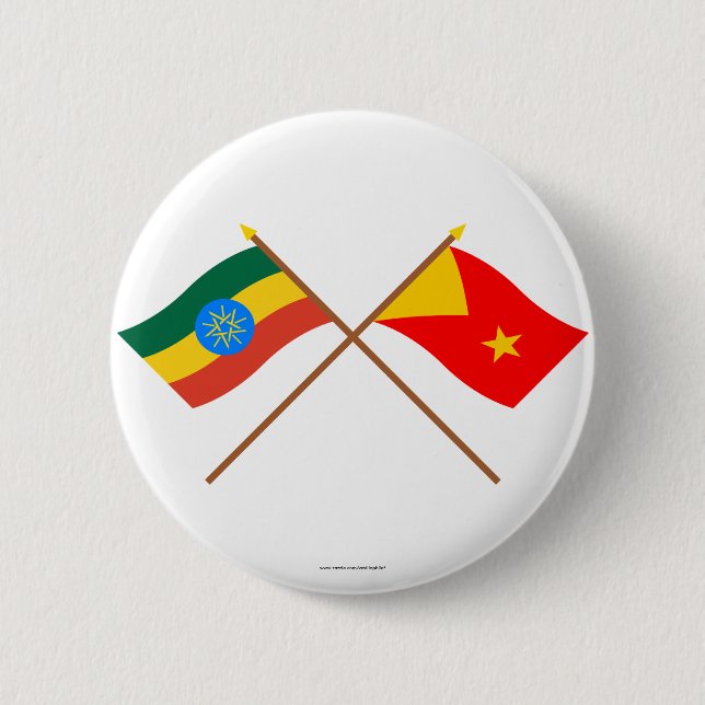 Ethiopia and Tigray Crossed Flags Pinback Button (Front)