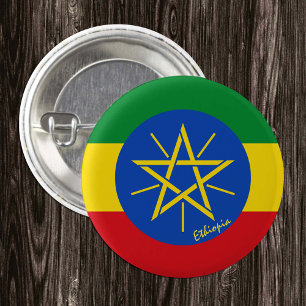 Ethiopia button, patriotic Ethiopian Flag fashion Button
