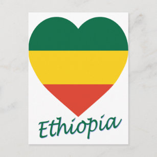 Ethiopia (civil) Flag Heart Postcard