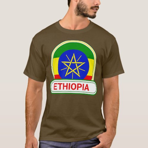 Ethiopia Country Badge Ethiopia Flag T_Shirt