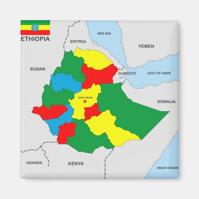 ethiopia country map flag magnet (Front)