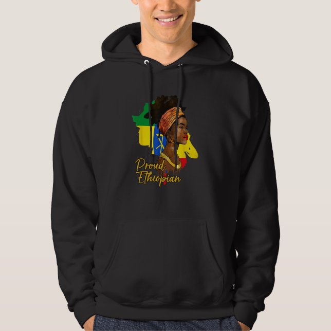 Ethiopia Ethiopian Africa Flag Proud Love Melanin  Hoodie (Front)