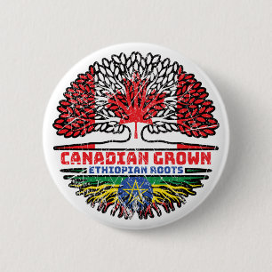 Ethiopia Ethiopian Canadian Canada Tree Roots Flag Button