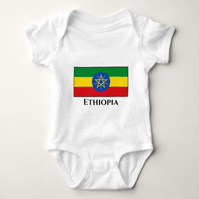 Ethiopia (Ethiopian) Flag Baby Bodysuit (Front)