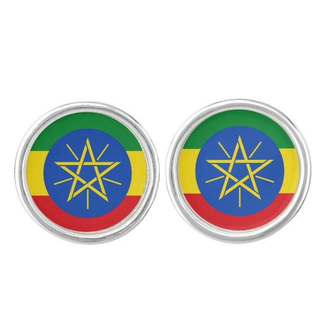Ethiopia (Ethiopian) Flag Cufflinks (Front)