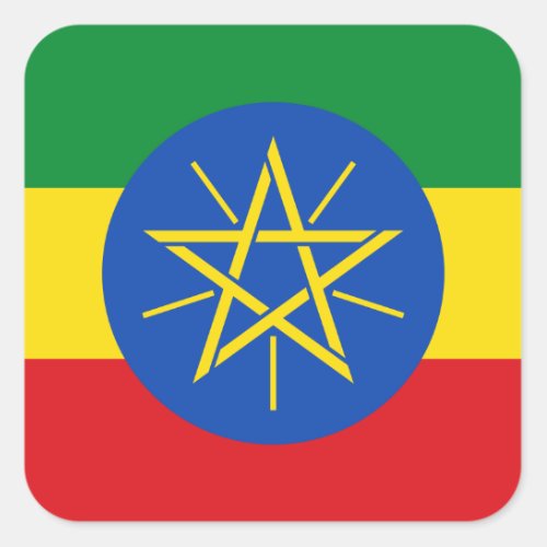 Ethiopia Ethiopian Flag Square Sticker