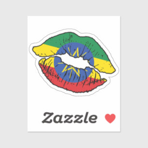 Ethiopia Ethiopian Lipstick Love Flag Sticker
