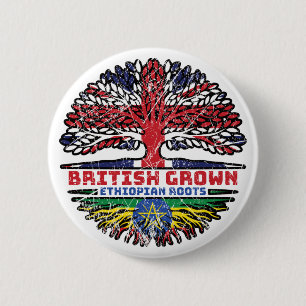 Ethiopia Ethiopian Uk United Kingdom British Tree Button