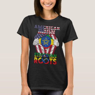 Ethiopia Ethiopians Africa Flag Proud DNA American T-Shirt