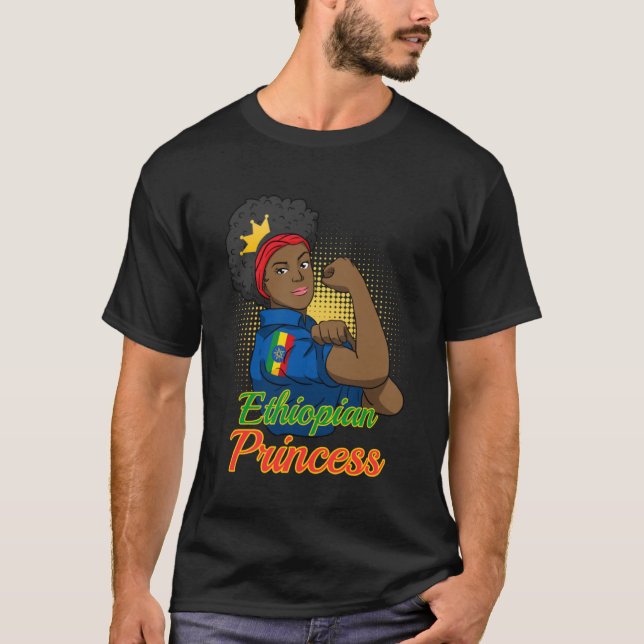Ethiopia Ethiopians Woman Flag Proud Love Princess T-Shirt (Front)