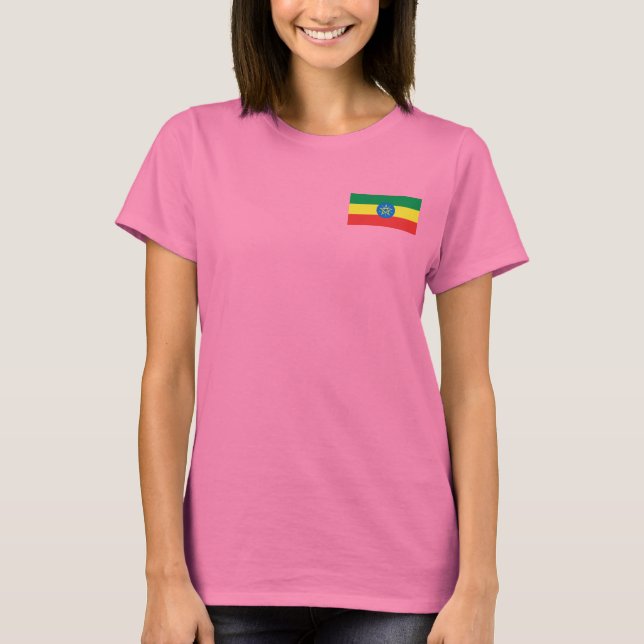 Ethiopia Flag and Map dk T-Shirt (Front)