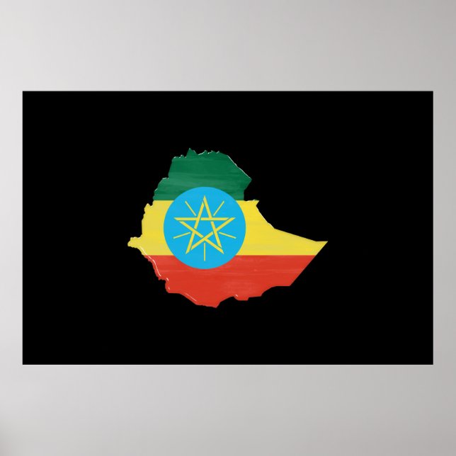 Ethiopia flag and map poster (Front)