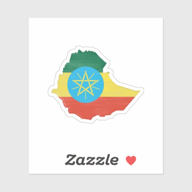 Ethiopia flag and map sticker (Sheet)