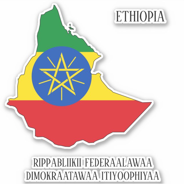Ethiopia Flag Charming Patriotic Map Sticker (Front)