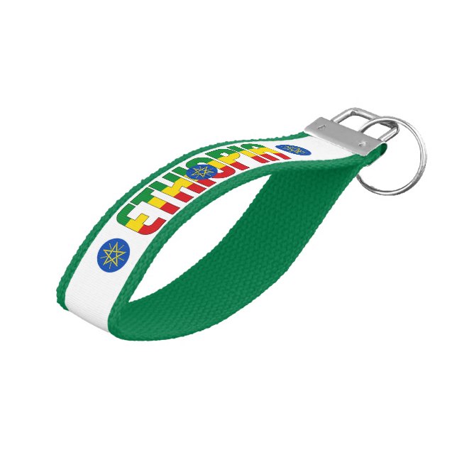 Ethiopia Flag Charming Patriotic Wrist Keychain (Angled Up)