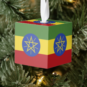 Ethiopia flag cube ornament
