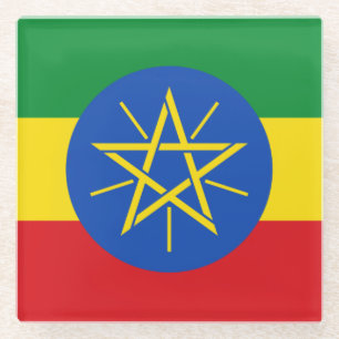 Ethiopia Flag Glass Coaster