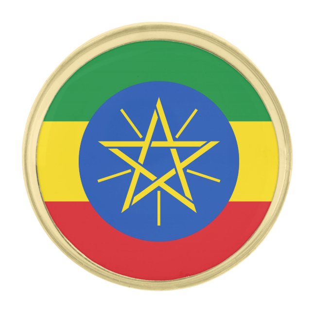 Ethiopia Flag Gold Finish Lapel Pin (Front)