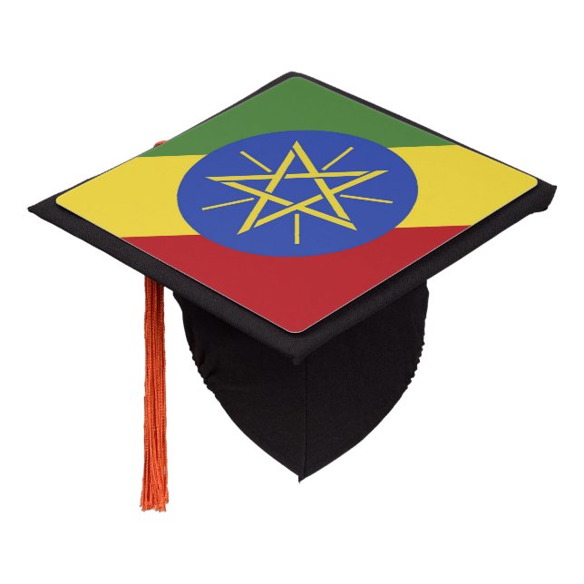 Ethiopia flag graduation cap topper (Angled)