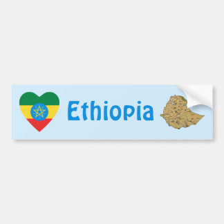 Ethiopia Flag Heart + Map Bumper Sticker