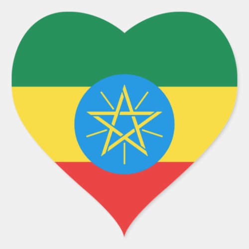 Ethiopia Flag Heart Sticker