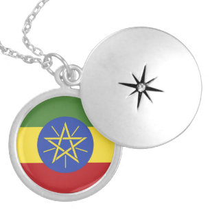 Ethiopia flag locket necklace
