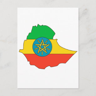 Ethiopia flag map postcard