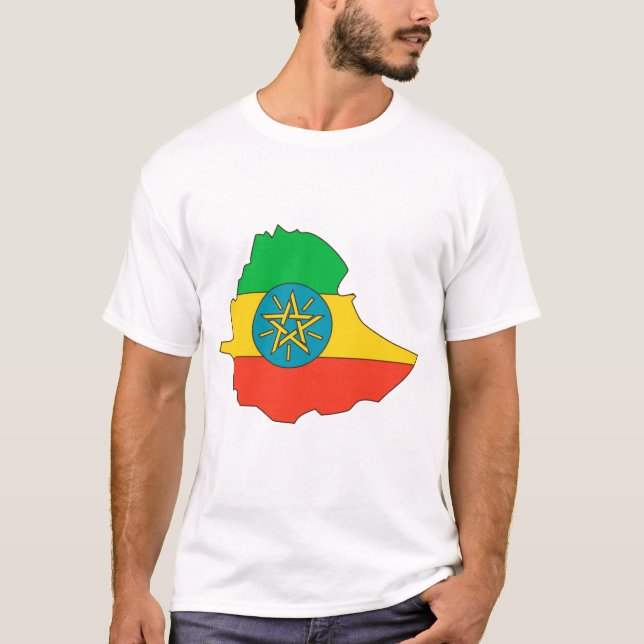 Ethiopia flag map T-Shirt (Front)