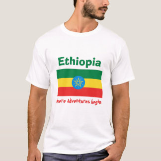 Ethiopia Flag + Map + Text T-Shirt