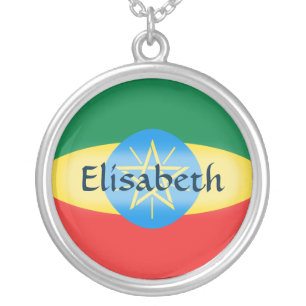 Ethiopia Flag + Name Necklace