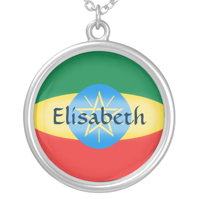 Ethiopia Flag + Name Necklace (Front)