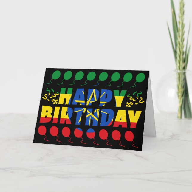 Ethiopia Flag Patriotic Birthday Card (Front)