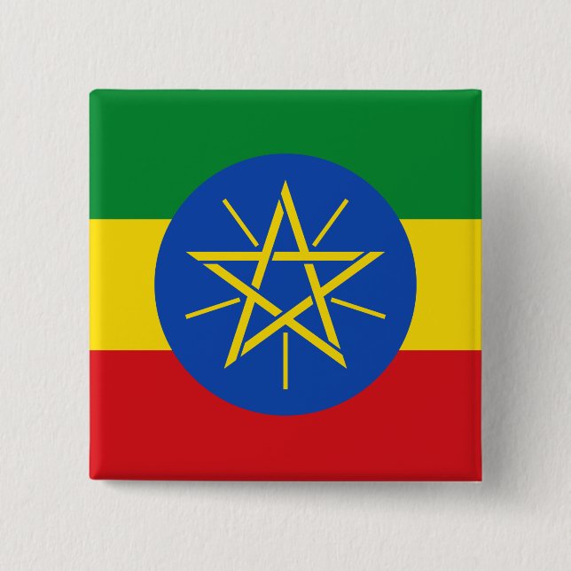 Ethiopia Flag Pinback Button (Front)