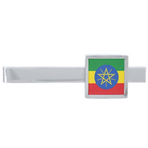 Ethiopia Flag Silver Finish Tie Bar