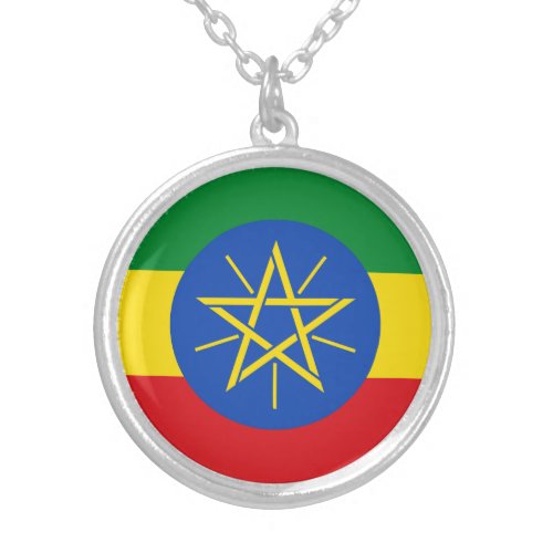 Ethiopia Flag Silver Plated Necklace