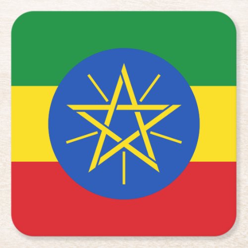 Ethiopia Flag Square Paper Coaster