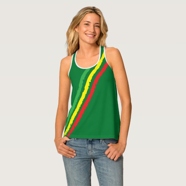Ethiopia Flag Stripes  Tank Top (Front Full)