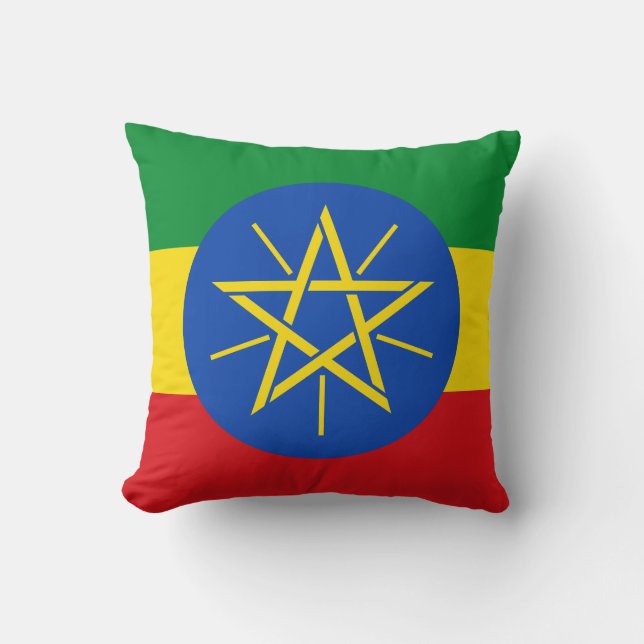 Ethiopia Flag Throw Pillow (Front)