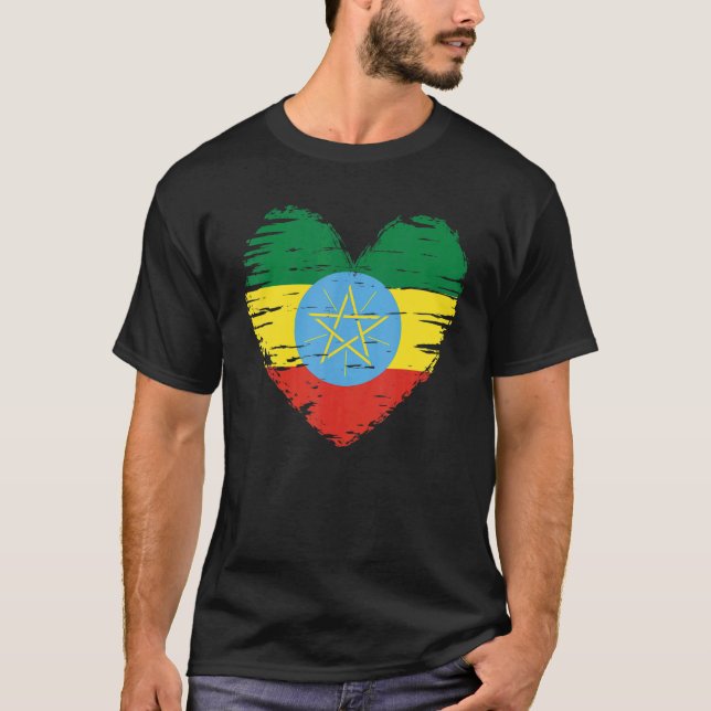 Ethiopia Heart Outfit Ethiopia Heart Flag I love E T-Shirt (Front)