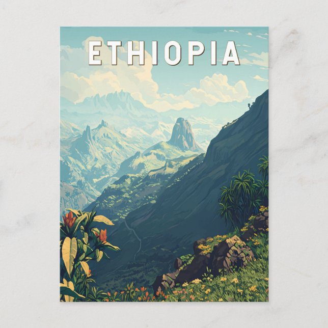 Ethiopia Illustration Travel Art Vintage Postcard (Front)