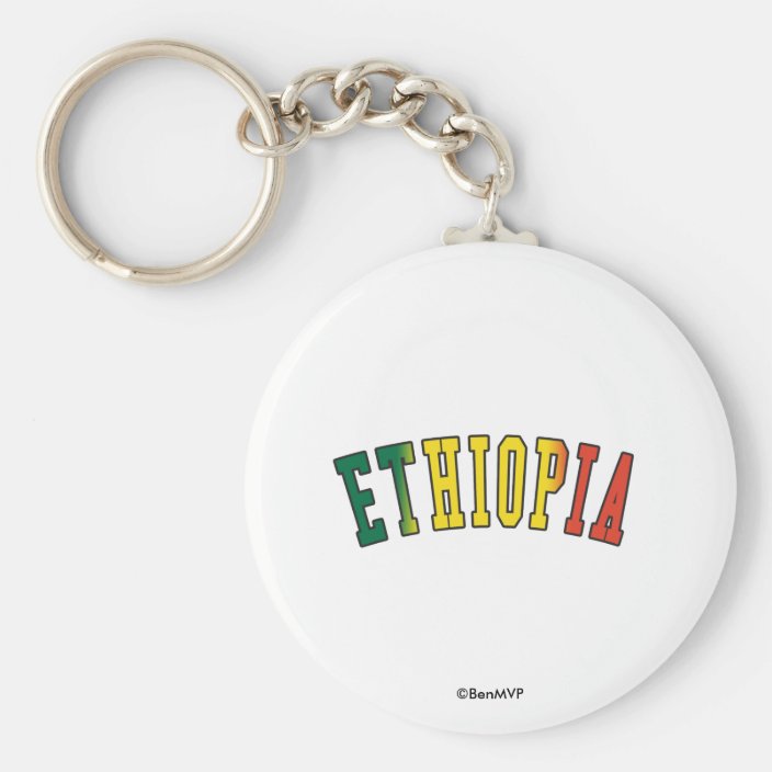 Ethiopia in National Flag Colors Key Chain