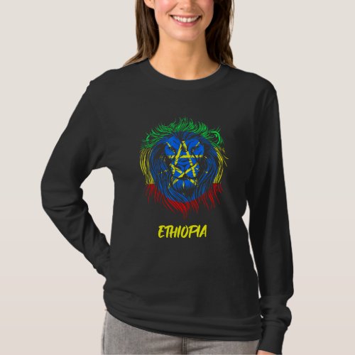 Ethiopia Lion Ethiopian Flag T_Shirt