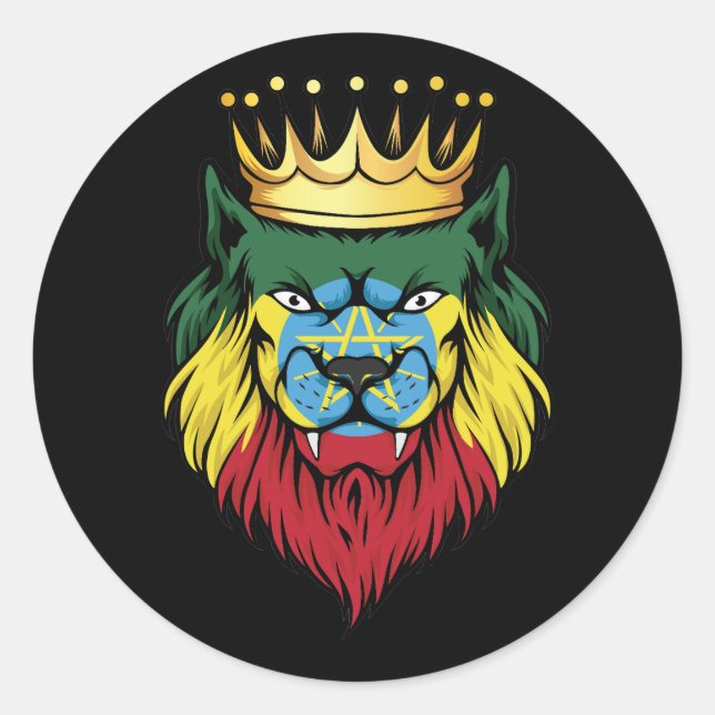 Ethiopia  Lion King Flag Classic Round Sticker (Front)
