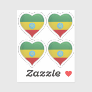 Ethiopia love flag pride heart sticker