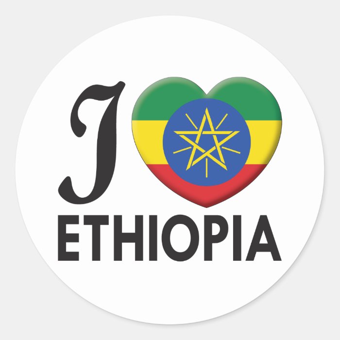 Ethiopia Love Round Stickers