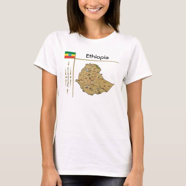 Ethiopia Map + Flag + Title T-Shirt (Front)