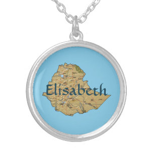 Ethiopia Map + Name Necklace
